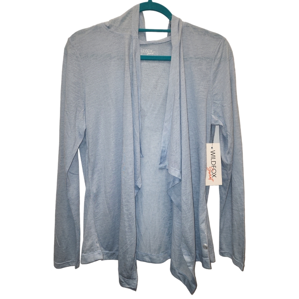 Wildfox NWT Blue Hooded Cardigan Size Medium *Flawed*